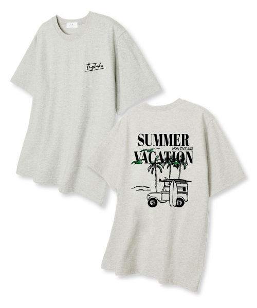 TI.GLAKE(ティーグレイク)の「サマーバケーションオーバーサイズ半袖Tシャツオートミール(Tシャツ/カットソー・レディース・その他・LARGE/X-LARGE/XX-LARGE)」の1枚目の写真