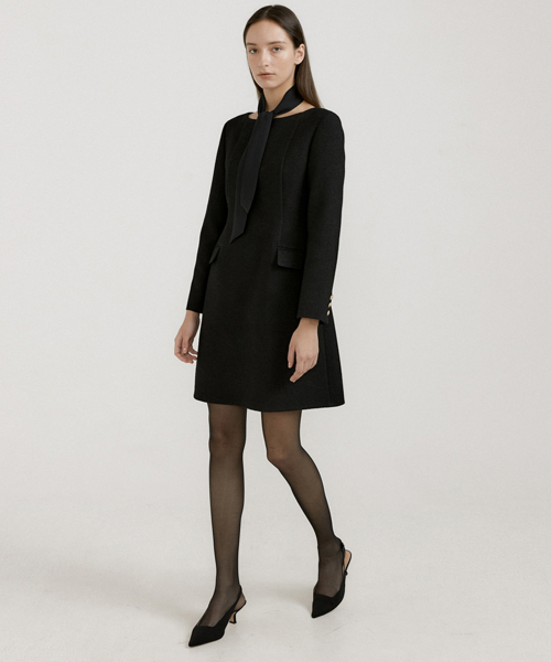OCTETTE(オテット)の「BOAT NECK TWEED OPS(ワンピース・レディース・ブラック・SMALL/MEDIUM)」の5枚目の写真