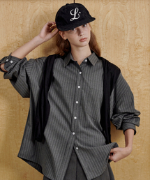 Soft Pinstripe Overshirt Gray