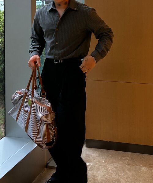 LOSSYROW(ロッシロー)の「Soft Pinstripe Overshirt Gray(シャツ/ブラウス・レディース・グレー・FREE)」の5枚目の写真