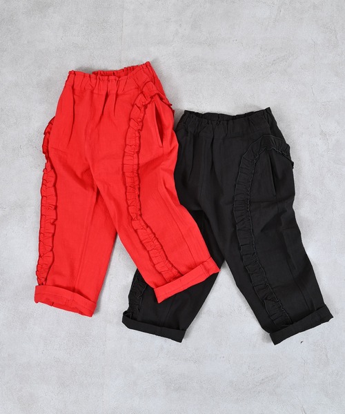 MARKEY'S（マーキーズ）の「ラウンドフリルロングパンツ（その他パンツ・キッズ・レッド/ブラック・150/140/120/110/100/90/130）」の3枚目の写真
