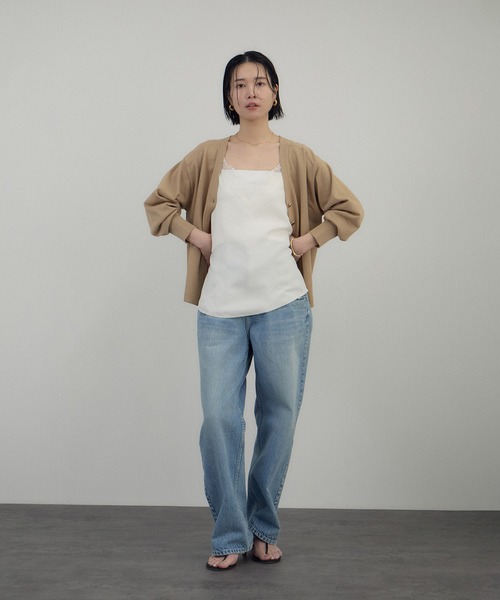 SALON adam et rope'（サロン アダム エ ロペ）の「フレンチレースフィブリルサテンキャミソール（キャミソール・レディース・ブラック/オフホワイト・FREE）」の4枚目の写真