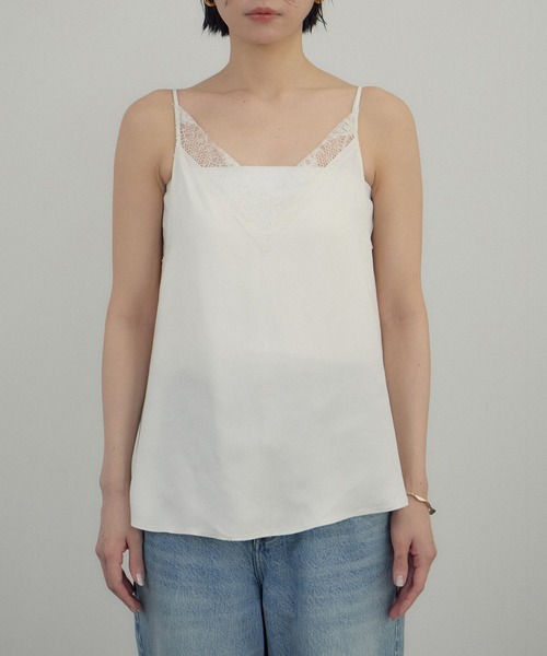 SALON adam et rope'（サロン アダム エ ロペ）の「フレンチレースフィブリルサテンキャミソール（キャミソール・レディース・ブラック/オフホワイト・FREE）」の12枚目の写真