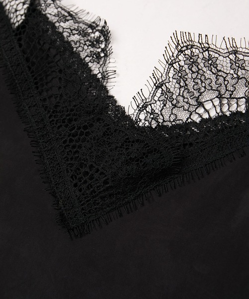 SALON adam et rope'（サロン アダム エ ロペ）の「フレンチレースフィブリルサテンキャミソール（キャミソール・レディース・ブラック/オフホワイト・FREE）」の18枚目の写真