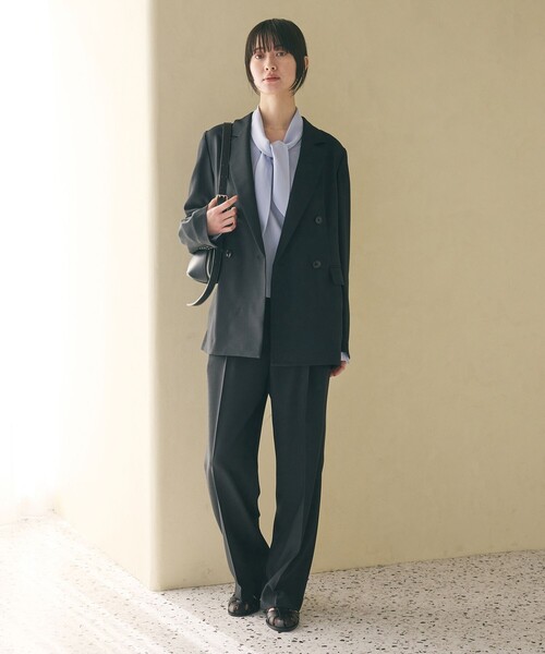 BEAUTY&YOUTH UNITED ARROWS（ビューティーアンドユースユナイテッドアローズ）の「リネンライク ワイドストレートパンツ ウォッシャブル（スラックス・レディース・ベージュ/ネイビー・S/M/XS/L）」の2枚目の写真