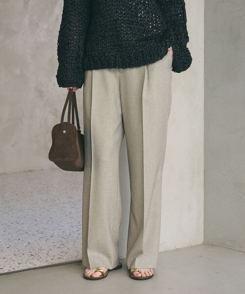 BEAUTY&YOUTH UNITED ARROWS（ビューティーアンドユースユナイテッドアローズ）の「リネンライク ワイドストレートパンツ ウォッシャブル（スラックス・レディース・ベージュ/ネイビー・S/M/XS/L）」の3枚目の写真