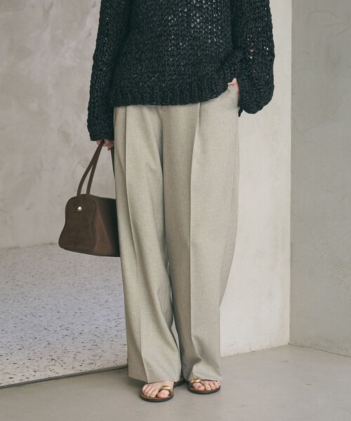 BEAUTY&YOUTH UNITED ARROWS（ビューティーアンドユースユナイテッドアローズ）の「リネンライク ワイドストレートパンツ ウォッシャブル（スラックス・レディース・ベージュ/ネイビー・S/M/XS/L）」の4枚目の写真