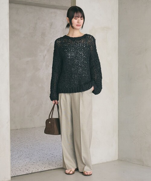 BEAUTY&YOUTH UNITED ARROWS（ビューティーアンドユースユナイテッドアローズ）の「リネンライク ワイドストレートパンツ ウォッシャブル（スラックス・レディース・ベージュ/ネイビー・S/M/XS/L）」の6枚目の写真