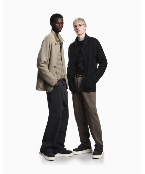 EMPORIO ARMANI(エンポリオアルマーニ)の「【エンポリオ アルマーニ】Icon セーター バージンウール ツートン シェブロンモチーフ(ニット/セーター・メンズ・ブラック×ホワイト/ベージュ・LARGE/MEDIUM/SMALL/X-SMALL)」の9枚目の写真