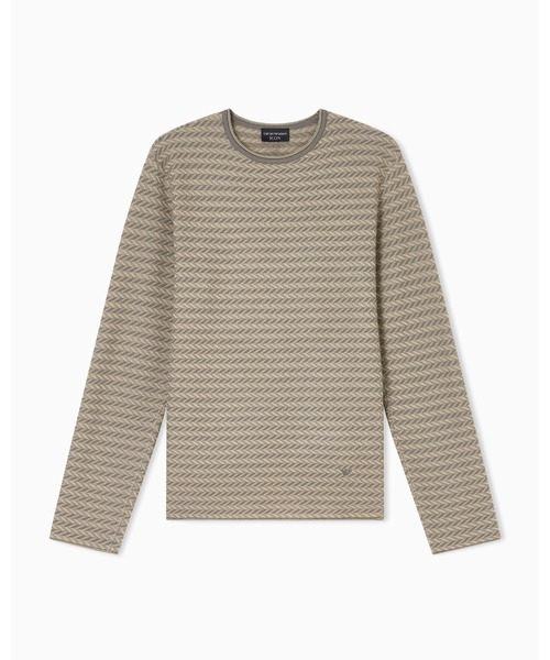 EMPORIO ARMANI(エンポリオアルマーニ)の「【エンポリオ アルマーニ】Icon セーター バージンウール ツートン シェブロンモチーフ(ニット/セーター・メンズ・ブラック×ホワイト/ベージュ・LARGE/MEDIUM/SMALL/X-SMALL)」の6枚目の写真