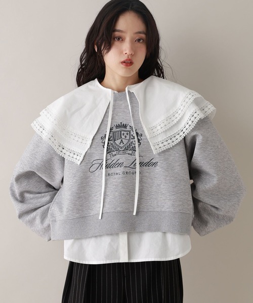 RAGEBLUE（レイジブルー）の「エンブレム刺繍/ポンチスウェットプルオーバー（スウェット・レディース・グレー/ホワイト/ネイビー・FREE）」の3枚目の写真