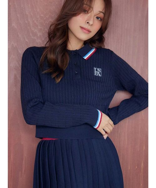 MERCURYDUO（マーキュリーデュオ）の「U.S. POLO ASSN.別注 配色ラインニットセットアップ（ワンピース・レディース・アイボリー/グレー/ネイビー・SMALL/MEDIUM）」の4枚目の写真