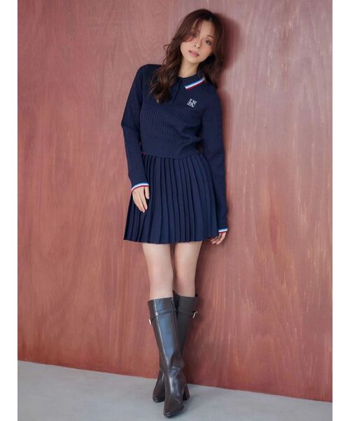 MERCURYDUO（マーキュリーデュオ）の「U.S. POLO ASSN.別注 配色ラインニットセットアップ（ワンピース・レディース・アイボリー/グレー/ネイビー・SMALL/MEDIUM）」の5枚目の写真