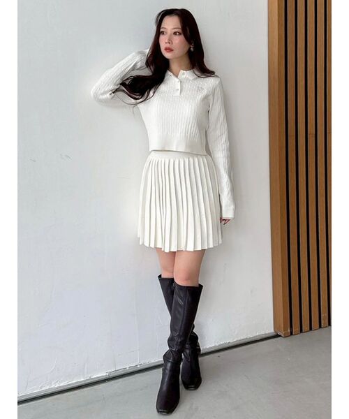 MERCURYDUO（マーキュリーデュオ）の「U.S. POLO ASSN.別注 配色ラインニットセットアップ（ワンピース・レディース・アイボリー/グレー/ネイビー・SMALL/MEDIUM）」の10枚目の写真