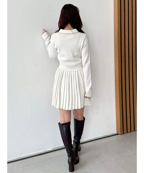 MERCURYDUO（マーキュリーデュオ）の「U.S. POLO ASSN.別注 配色ラインニットセットアップ（ワンピース・レディース・アイボリー/グレー/ネイビー・SMALL/MEDIUM）」の11枚目の写真