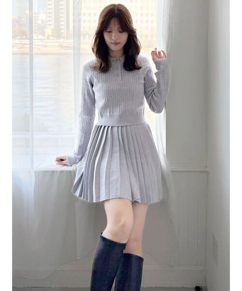 MERCURYDUO（マーキュリーデュオ）の「U.S. POLO ASSN.別注 配色ラインニットセットアップ（ワンピース・レディース・アイボリー/グレー/ネイビー・SMALL/MEDIUM）」の13枚目の写真