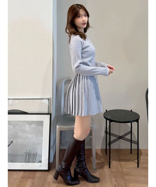 MERCURYDUO（マーキュリーデュオ）の「U.S. POLO ASSN.別注 配色ラインニットセットアップ（ワンピース・レディース・アイボリー/グレー/ネイビー・SMALL/MEDIUM）」の16枚目の写真