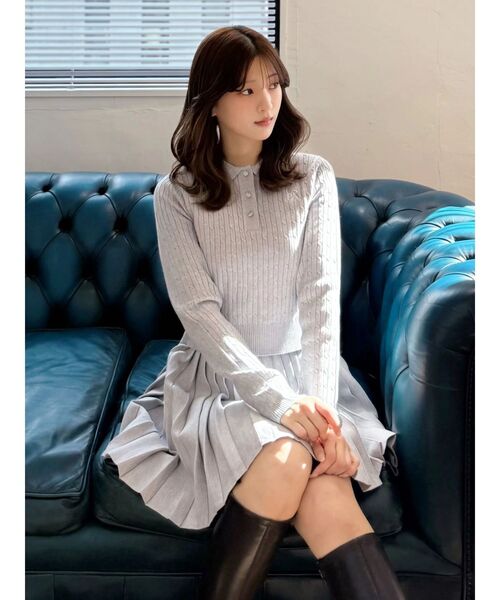 MERCURYDUO（マーキュリーデュオ）の「U.S. POLO ASSN.別注 配色ラインニットセットアップ（ワンピース・レディース・アイボリー/グレー/ネイビー・SMALL/MEDIUM）」の19枚目の写真