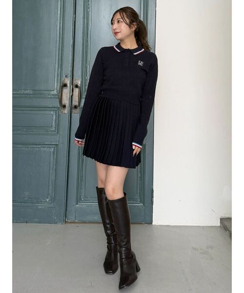 MERCURYDUO（マーキュリーデュオ）の「U.S. POLO ASSN.別注 配色ラインニットセットアップ（ワンピース・レディース・アイボリー/グレー/ネイビー・SMALL/MEDIUM）」の22枚目の写真