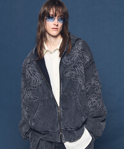 [UNISEX] Flower Patchwork Vintage‑Like Prime‑Over Sweat Zip Hoodie — цветочный пэчворк винтажное худи с молнией — MAISON SPECIAL