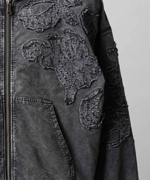 MAISON SPECIAL(メゾンスペシャル)の「《UNISEX》Flower Patchwork Vintage Like Prime-Over Sweat Zip Hoodie/フラワーパッチワークヴィンテージライクプライムオーバースウェットジップフーディー【MAISON SPECIAL/メゾンスペシャル】■セットアップ対応■(パーカー・メンズ・ブラック・0/1/2)」の9枚目の写真