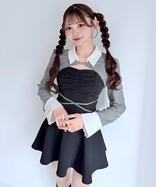 NOMAE　ショートブラウスレイヤードワンピース セール】ショートブラウスレイヤードワンピース（ワンピース）｜NOMAE