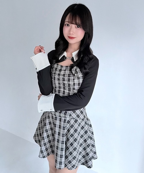 ショートブラウスレイヤードワンピース（ワンピース）｜NOMAE