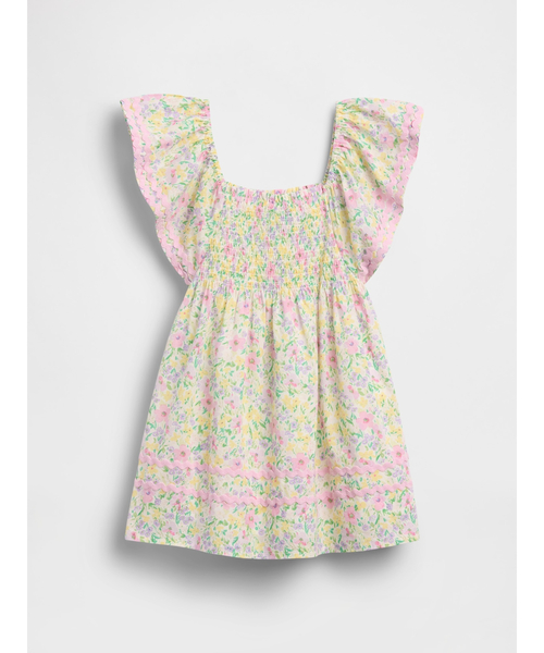 GAP（ギャップ）の「スモッキングギャザー フラッターフリルスリーブ ワンピース (幼児・ベビー)（ワンピース・キッズ・マルチ・70cm/80ｃｍ/90cm/95cm/100cm/105cm/110cm）」の3枚目の写真