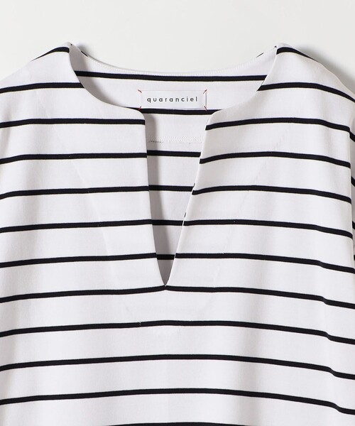 quaranciel(カランシエル)の「quaranciel:〈洗濯機可能〉ボーダー ビッグ スキッパー プルオーバー(Tシャツ/カットソー・レディース・ライトグレー/ネイビー・ONE SIZE)」の10枚目の写真