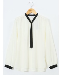 m.f.editorial | 【ストレッチ イージーケア】m.f.エディトリアル レディース パールボウタイ 長袖プルオーバーブラウス(シャツ/ブラウス)