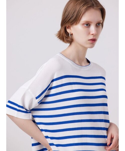 AYIHOLIC CASHMERE(アイホリックカシミア)の「マリンストライプラウンドネックプルオーバー(ニット/セーター・レディース・その他・FREE)」の1枚目の写真