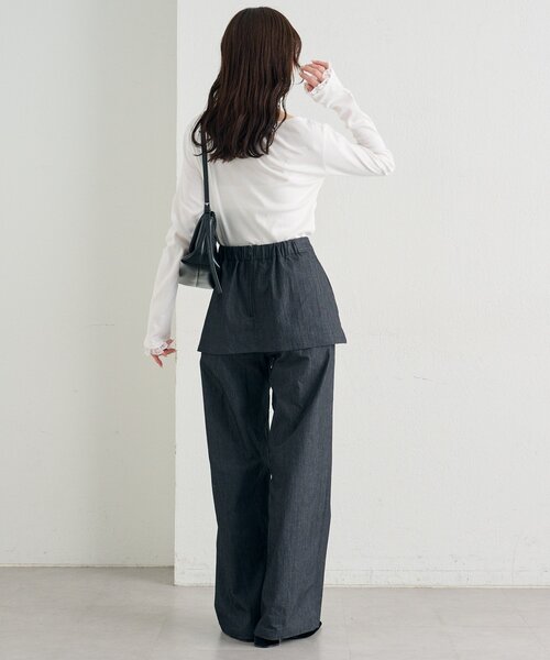 mystic（ミスティック）の「【4色展開 / 一枚で決まる】レースドッキングオフショルロンT（Tシャツ/カットソー・レディース・オフホワイト/ブラック/グレー/グリーン・FREE）」の11枚目の写真