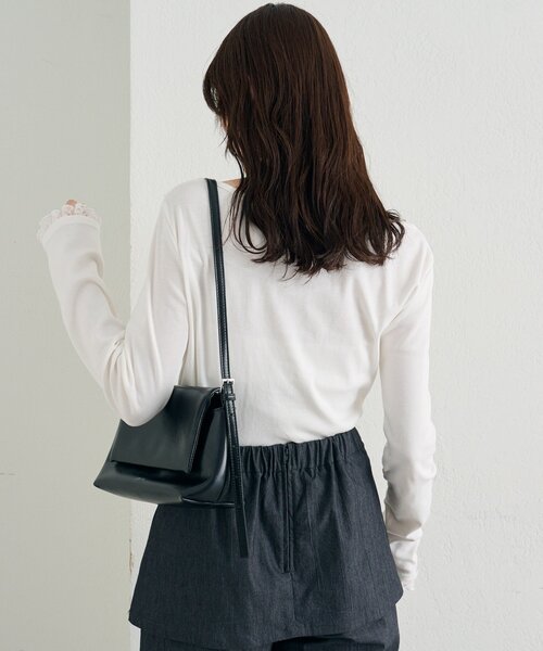 mystic（ミスティック）の「【4色展開 / 一枚で決まる】レースドッキングオフショルロンT（Tシャツ/カットソー・レディース・オフホワイト/ブラック/グレー/グリーン・FREE）」の12枚目の写真