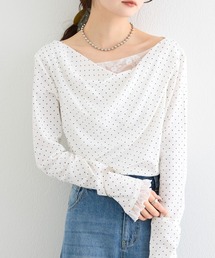 mystic（ミスティック）の「【4色展開 / 一枚で決まる】レースドッキングオフショルロンT（Tシャツ/カットソー）」