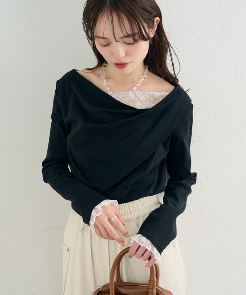 新色WHTドット》【6色展開 / 一枚で決まる】レースドッキング