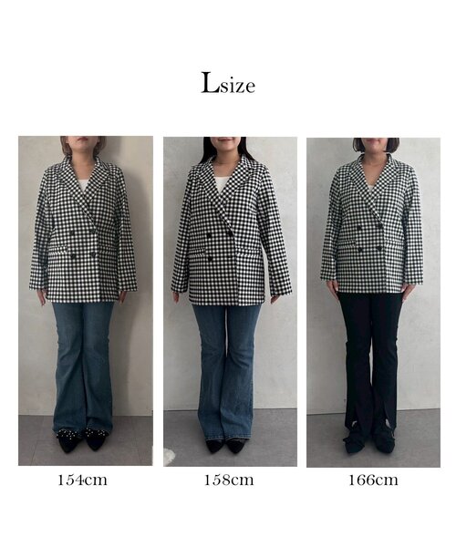 prose verse（プロズヴェール）の「ストレッチギンガムチェックジャケット（テーラードジャケット・レディース・ブラック・LARGE/MEDIUM）」の3枚目の写真