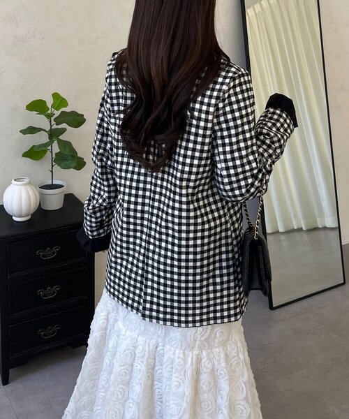 prose verse（プロズヴェール）の「ストレッチギンガムチェックジャケット（テーラードジャケット・レディース・ブラック・LARGE/MEDIUM）」の11枚目の写真