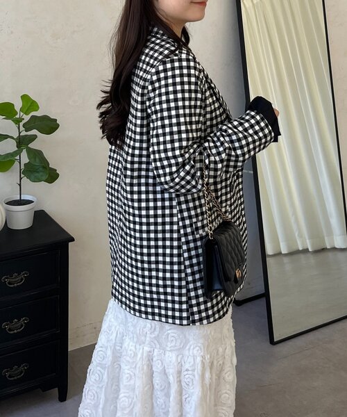 prose verse（プロズヴェール）の「ストレッチギンガムチェックジャケット（テーラードジャケット・レディース・ブラック・LARGE/MEDIUM）」の13枚目の写真