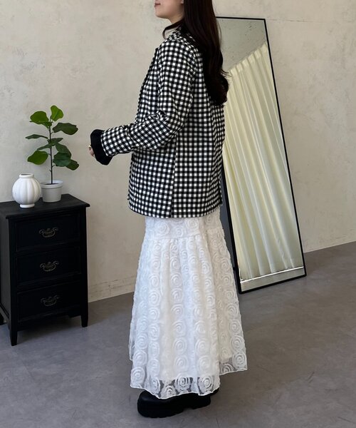 prose verse（プロズヴェール）の「ストレッチギンガムチェックジャケット（テーラードジャケット・レディース・ブラック・LARGE/MEDIUM）」の16枚目の写真