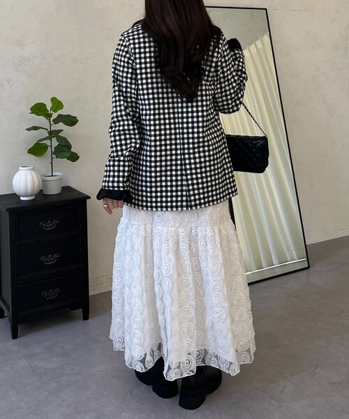 prose verse（プロズヴェール）の「ストレッチギンガムチェックジャケット（テーラードジャケット・レディース・ブラック・LARGE/MEDIUM）」の17枚目の写真