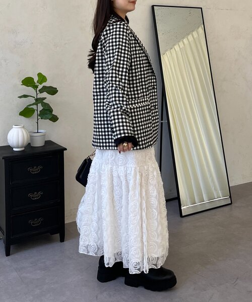 prose verse（プロズヴェール）の「ストレッチギンガムチェックジャケット（テーラードジャケット・レディース・ブラック・LARGE/MEDIUM）」の18枚目の写真