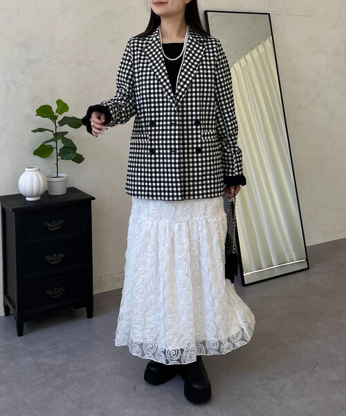 prose verse（プロズヴェール）の「ストレッチギンガムチェックジャケット（テーラードジャケット・レディース・ブラック・LARGE/MEDIUM）」の19枚目の写真