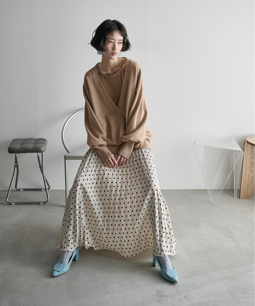 THE YOn（ザヨン）の「ドットプリーツマキシスカート（スカート・レディース・ブラック/アイボリー/グリーン・FREE）」の6枚目の写真