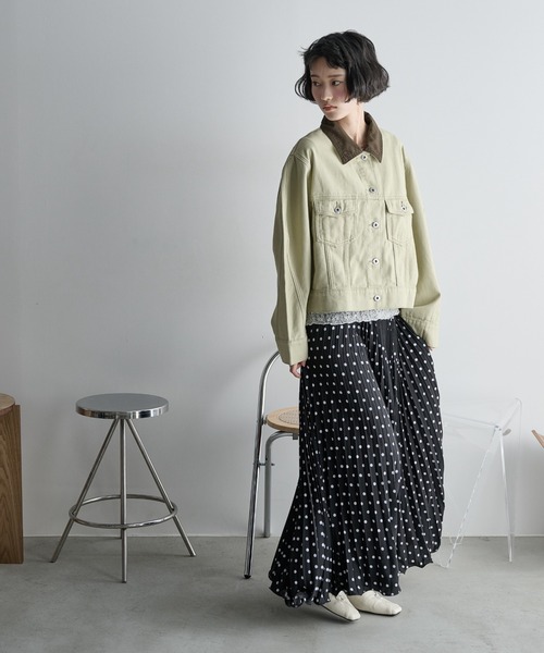 THE YOn（ザヨン）の「ドットプリーツマキシスカート（スカート・レディース・ブラック/アイボリー/グリーン・FREE）」の7枚目の写真