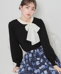 couture brooch（クチュールブローチ）の「【洗える・着映え】オーガンジーリボンタイ ニット（ニット/セーター）」