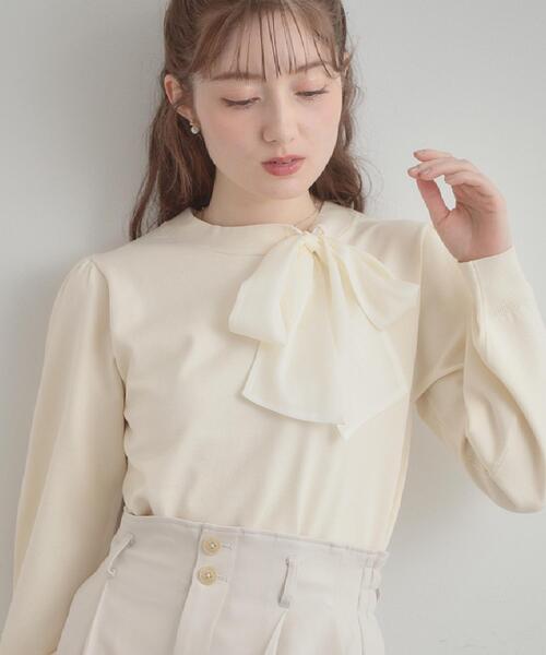 couture brooch（クチュールブローチ）の「【洗える・着映え】オーガンジーリボンタイ ニット（ニット/セーター・レディース・ベビーピンク/アイボリー/ブラック・38/36/42）」の10枚目の写真