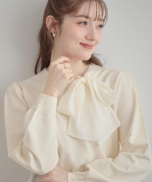 couture brooch（クチュールブローチ）の「【洗える・着映え】オーガンジーリボンタイ ニット（ニット/セーター・レディース・ベビーピンク/アイボリー/ブラック・38/36/42）」の11枚目の写真