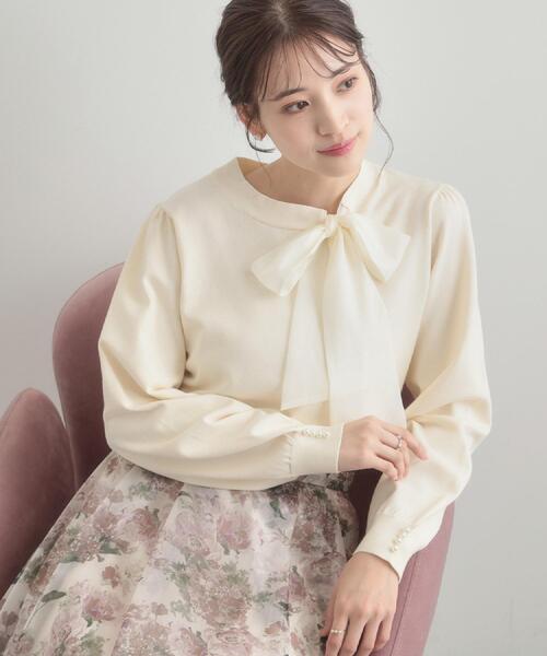 couture brooch(クチュールブローチ)の「【洗える・着映え】オーガンジーリボンタイ ニット(ニット/セーター・レディース・ベビーピンク/アイボリー/ブラック・38/36/42)」の4枚目の写真