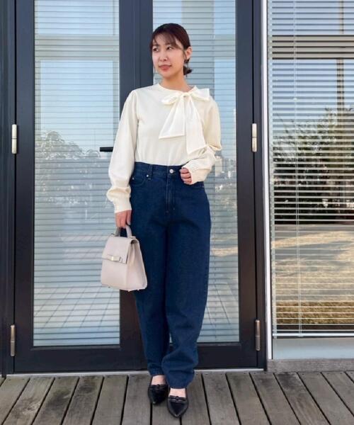 couture brooch(クチュールブローチ)の「【洗える・着映え】オーガンジーリボンタイ ニット(ニット/セーター・レディース・ベビーピンク/アイボリー/ブラック・38/36/42)」の5枚目の写真