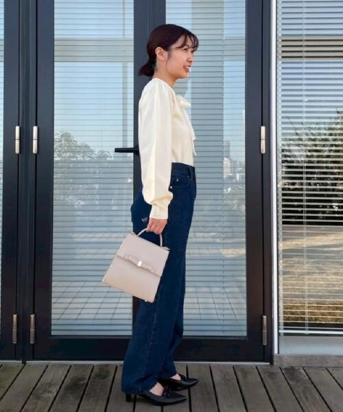 couture brooch(クチュールブローチ)の「【洗える・着映え】オーガンジーリボンタイ ニット(ニット/セーター・レディース・ベビーピンク/アイボリー/ブラック・38/36/42)」の7枚目の写真